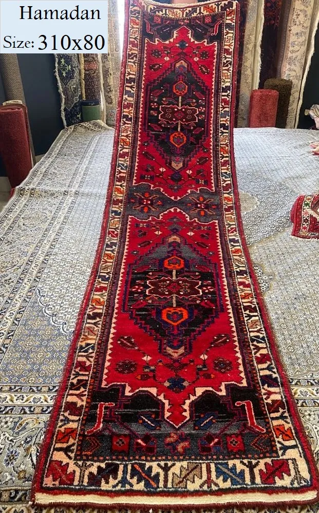 Hamadan Hallway Runner, Size: 310x80 cm, Handmade, Natural wool and dye, Valuation Certificate of R11000. Imported directly from Iran.