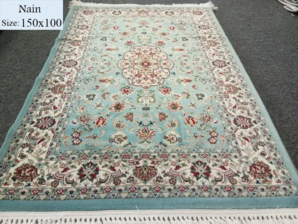 Nain Rug 150x100 cm, Light blue, Wool on cotton.