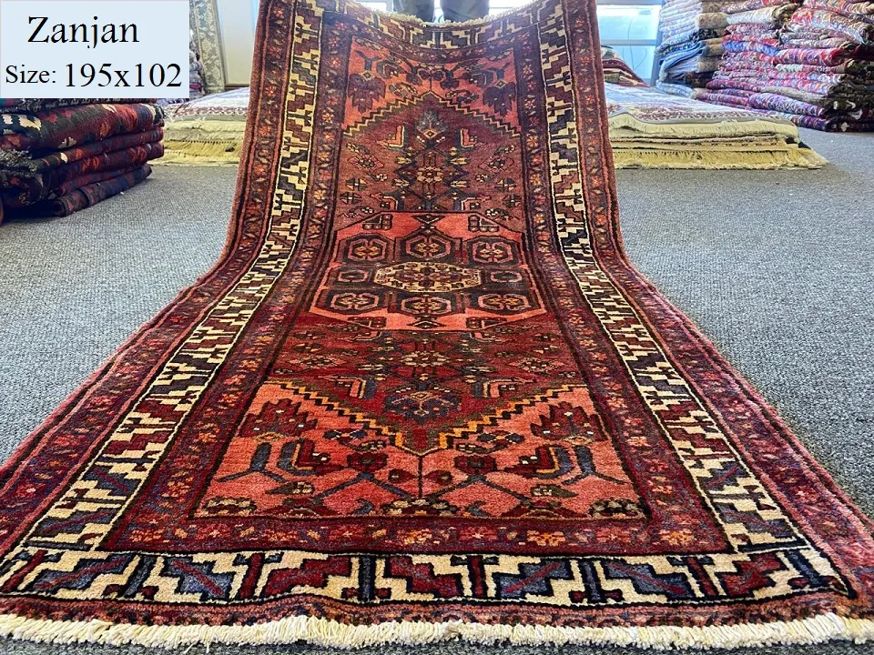 Persian Rug Zanjan, Size: 195x102 cm, Natural wool and dye, Valuation Certificate of R13000. Imported directly from Iran.