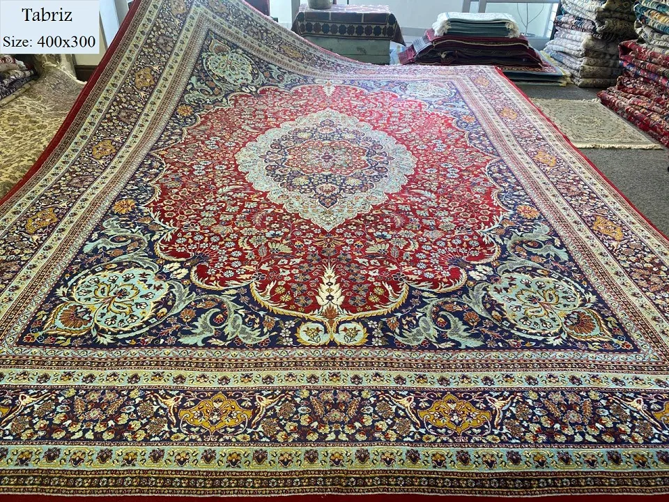 Garden of Heaven Tabriz, Size: 400×300 cm, wool on cotton, 400 knots per square meters, R10000 valuation certificate and exchange warranty.