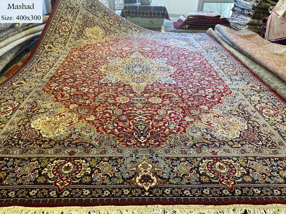 Mashad floral carpet, Size: 400x300 cm, wool on cotton, 400 Knots per square meter, R10000 Valuation Certificate and exchange warranty. Imported directly from Iran.